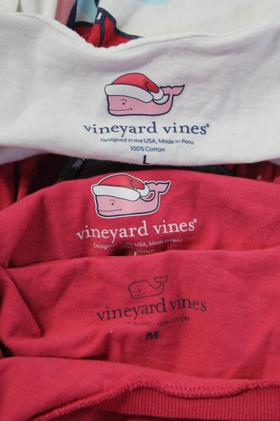 Vineyard Vines Mens Tee Shirts Pink White Cotton Size Medium Large Lot 3