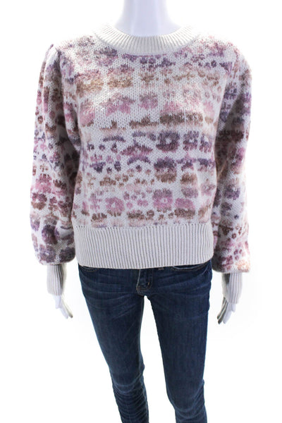 Love Shack Fancy Women's Crewneck Long Sleeves Pullover Sweater Pink Size M
