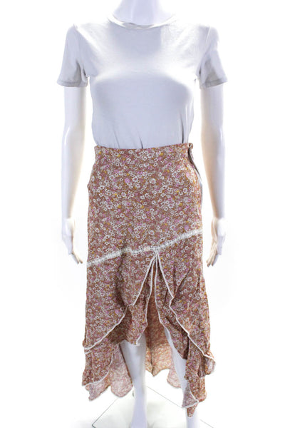 Sunday Women's Zip Closure Asymmetrical Hem Floral Maxi Skirt Size S