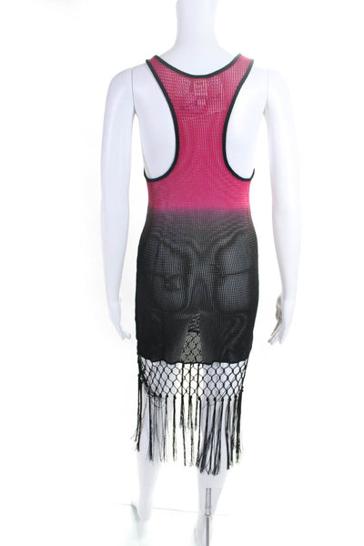 Designer Womens Pink Black Ombre Scoop Neck Sleeveless Swim Cover Up Size M