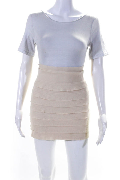 3.1 Phillip Lim Womens Tiered Ruffle Knit Mini Skirt Ivory Size Extra Small
