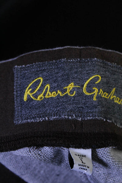 Robert Graham Mens Cotton Drawstring Waist Straight Leg Sweatpants Blue Size L