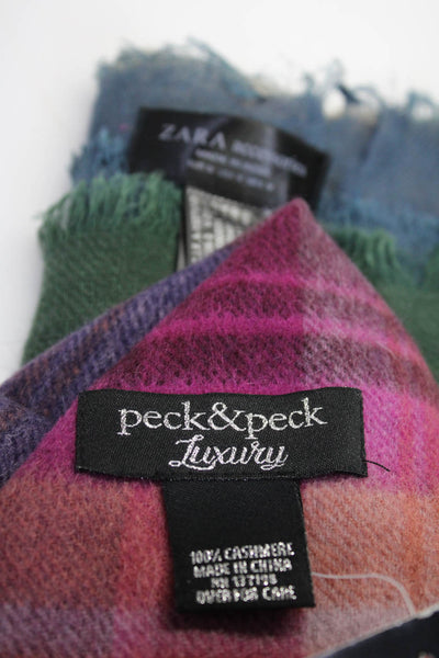 Peck & Peck Zara Women's Cashmere Striped Fringe Trim Neck Scarf Purple Lot 2