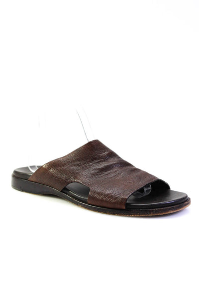 Cole Haan Grand.OS Mens Leather Open Flat Slip On Slides Sandals Brown Size 9