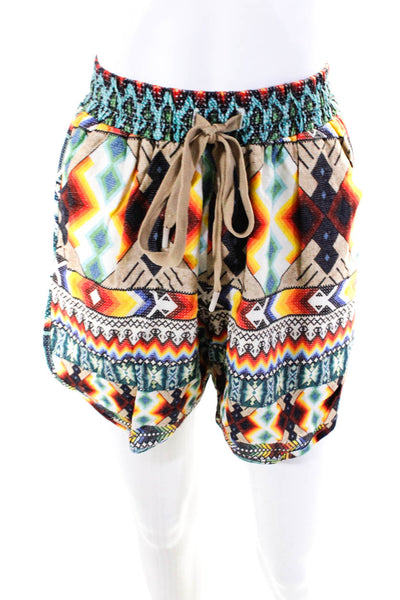 Farm Rio Womens Drawstring Abstract Printed Short Shorts Multicolored Size XS