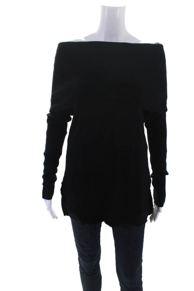 Caslon Womens Turtleneck Long Sleeved Thin Tight Knit Sweater Black Size XS