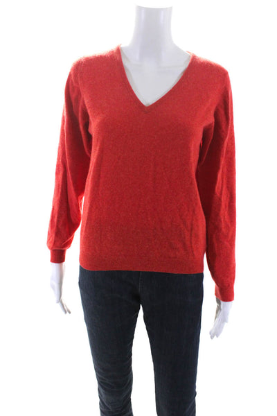 Barbour Womens Woven V Neck Long Sleeved Pullover Sweater Red Orange Size S