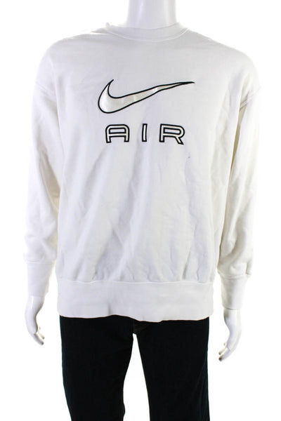Nike Mens Cotton Round Neck Long Sleeve Pullover Sweatshirt White Size M