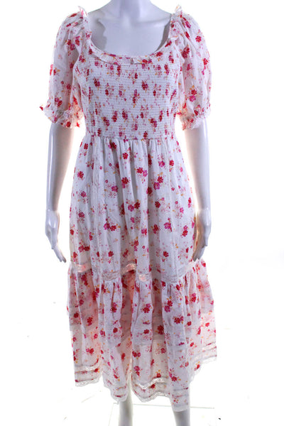 Love Shack Fancy Target Women's Puff Sleeve Floral Maxi Dress White Size M
