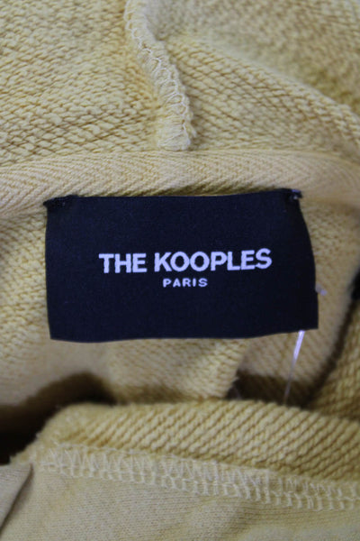 The Kooples Mens Cotton Embroidered Long Sleeve Pullover Hoodie Yellow Size S