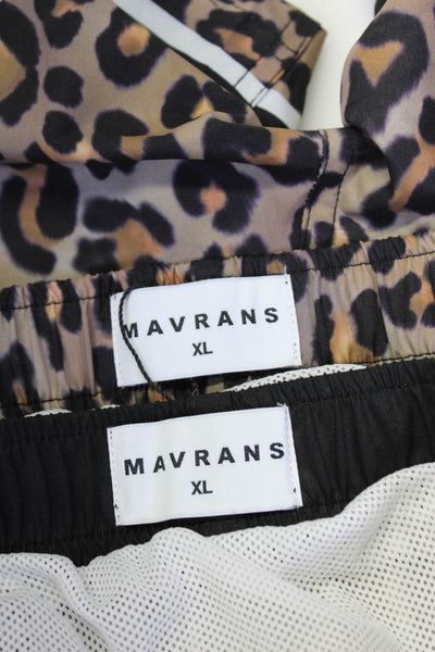 Marvans Men's Animal Print Drawstring Swim Shorts Black Beige Size XL Lot 2