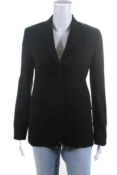 Theory Womens Wool Peaked Lapel Two Button Long Sleeve Blazer Black Size XS