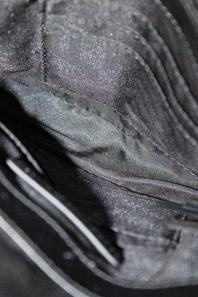 Rebecca Minkoff Womens Quilted Metallic Dotted Velvet Shoulder Handbag Black