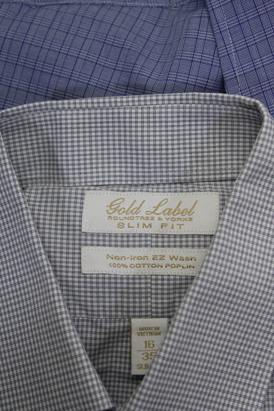 Gold Label Mens Button Front Collared Printed Dress Shirts White Blue 16 Lot 4
