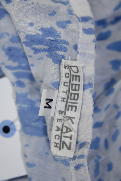 Debbie Katz Women's V-Neck Tassel Tie Waist Swimwear Cover-Up Blue Size M