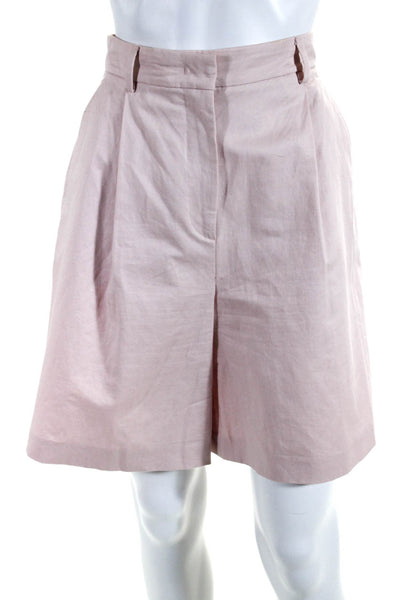 Max Mara Women's Hook Closure Pleated Front Short Pink Size 8