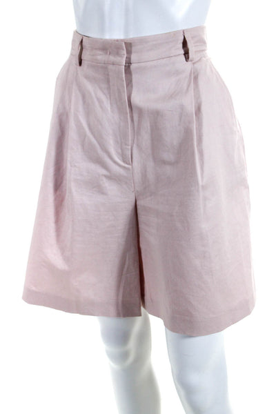 Max Mara Women's Hook Closure Pleated Front Short Pink Size 8