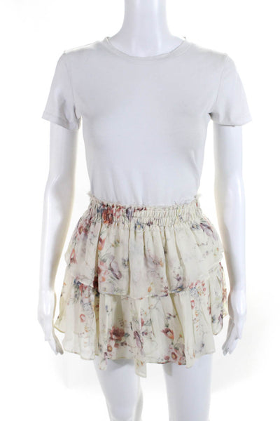 Love Shack Fancy Women's Elastic Waist Ruffle Floral Mini Skirt Size XS