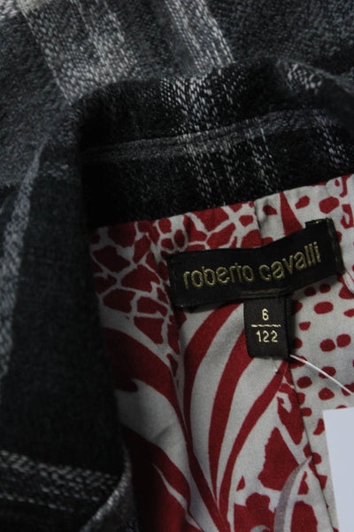 Roberto Cavalli Boys Cotton Blend Plaid Button Up Jacket Black Size 6/122