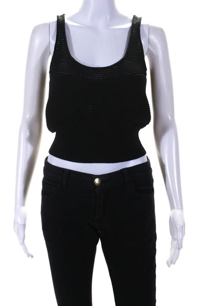 Frame Womens Textured Sleeveless Pullover Knitted Tank Top Black Size S
