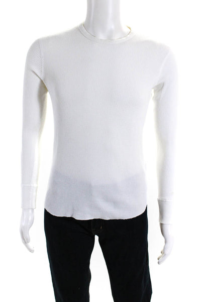 Rag & Bone Mens Waffle Knit Long Sleeve Crew Neck T-Shirt Tee White Size S