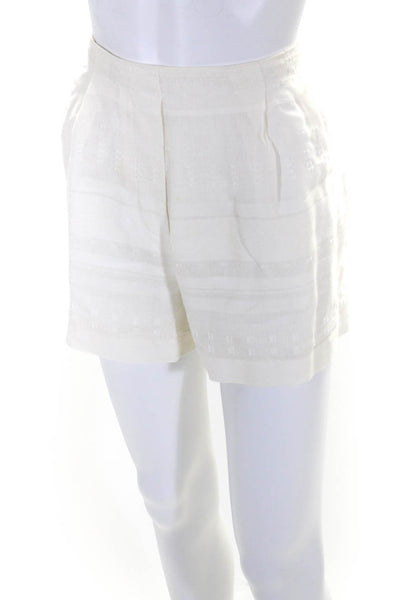 3.1 Phillip Lim Womens Linen Textured Zipped Elastic Casual Shorts White Size 8