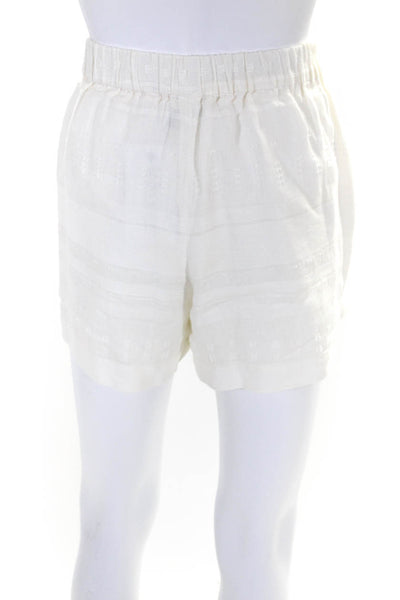 3.1 Phillip Lim Womens Linen Textured Zipped Elastic Casual Shorts White Size 8