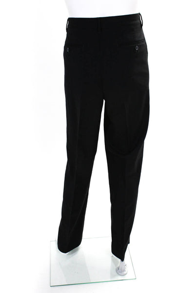 Michael Kors Mens Wool Flat Front Hook Closure Straight Leg Pants Black Size 36