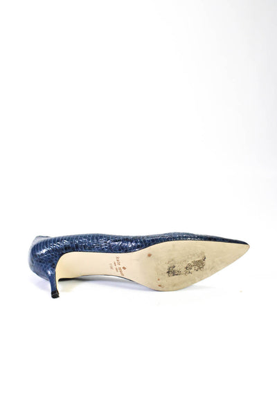 Kate Spade Women's Pointed Toe Texture Kitten Heels Pumps Blue Size 11