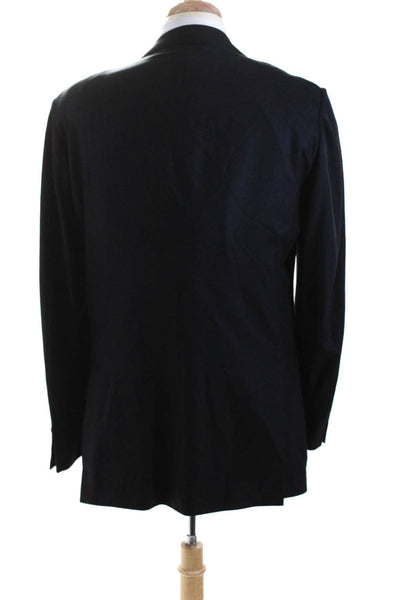Ermenegildo Zegna Mens Two Button Blazer Jacket Black Wool Size EUR 54 Long