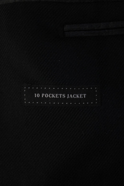 Ermenegildo Zegna Mens Two Button Blazer Jacket Black Wool Size EUR 54 Long
