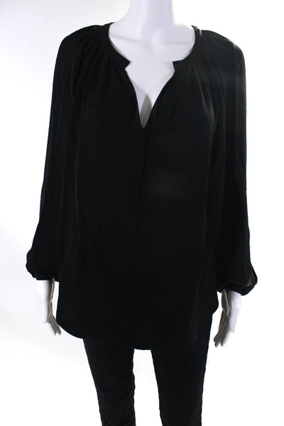 Tamara Mellon Womens Y Neck Dolman Sleeve Top Blouse Black Silk Size 0