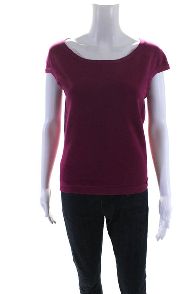 Ted Baker Womens Cap Sleeve Scoop Neck Shell Sweater Magenta Size 4