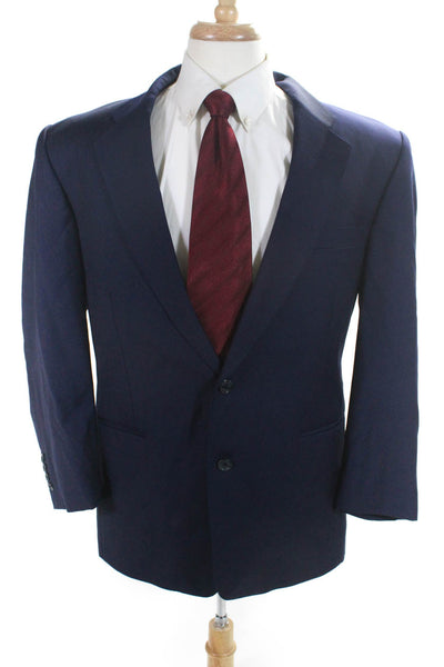 Giorgio Vallino Mens Navy Blue Wool Two Button Long Sleeve Blazer Jacket Size 40