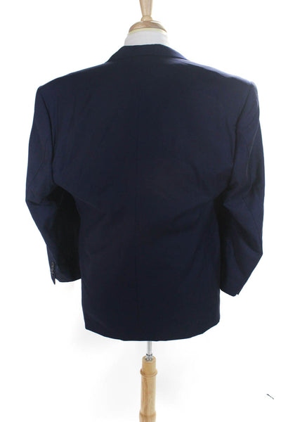 Giorgio Vallino Mens Navy Blue Wool Two Button Long Sleeve Blazer Jacket Size 40