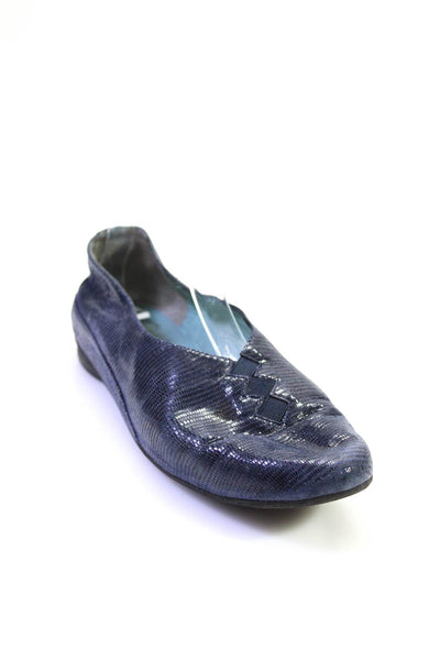 Thierry Rabotin Womens Textured Round Toe Slip On Flats Blue Size 37.5 7.5