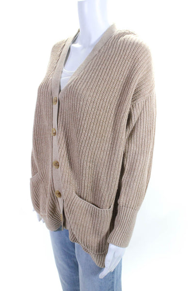 Calvin Klein Jeans Womens Cotton Knitted Buttoned V-Neck Cardigan Brown Size S