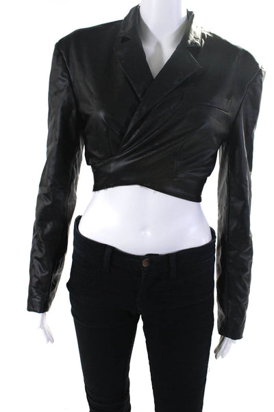Ronny Kobo Womens Faux Leather Wrap Blazer Size 4 13881092