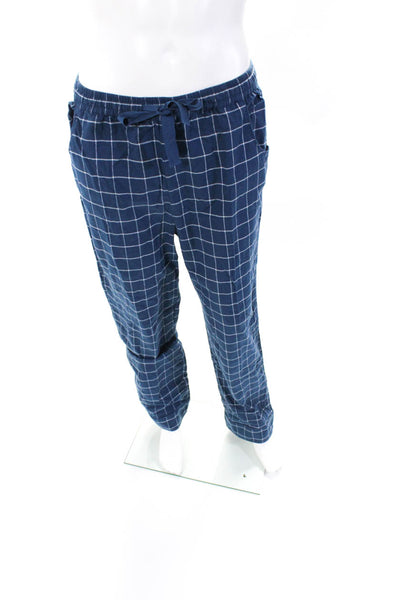 Lake Mens Blue Window Pane Print Long Sleeve Sleepwear Pajama Set Size L