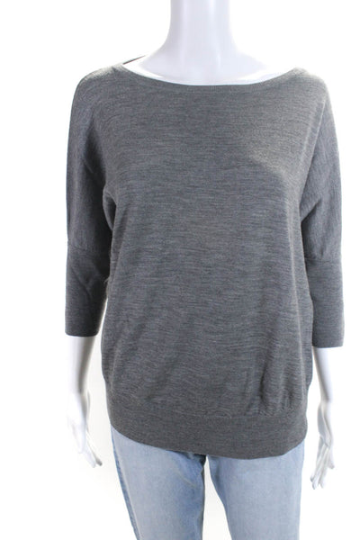 Akris Punto Bergdorf Goodman Womens Crew Neck Short Sleeves Sweater Gray Size 2