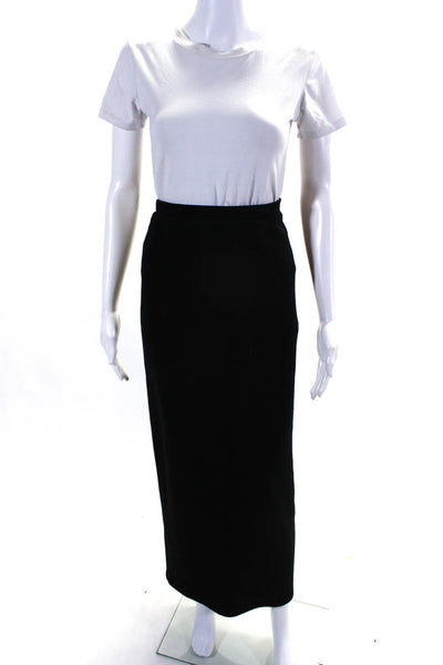 Eileen Fisher Womens Wool Tight-Knit Split Hem Unlined Maxi Skirt Black Size S
