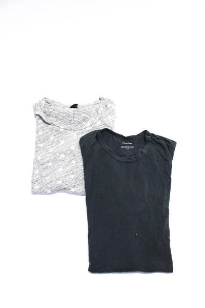 J Crew Calvin Klein Womens Cotton Short Sleeve T-Shirts Tops Gray Size L Lot 2