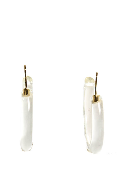 Alison Lou Womens Lucite Gold Tone Small White Jelly Hoop Earrings 1.4"