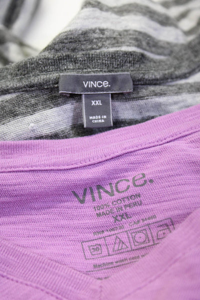Vince Mens Cotton Striped Short Sleeve Pullover T-Shirts Pink Size 2XL Lot 3