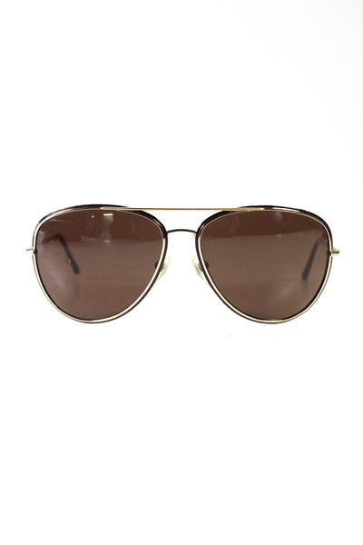 Burberry Brown Plaid Print Metal Frame Black Lense Fashion Aviator Sunglasses