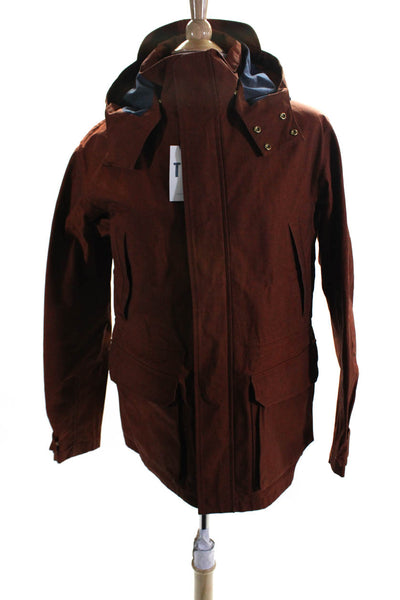TWC Men's Hood Long Sleeves Full Zip Coat Orange Size L