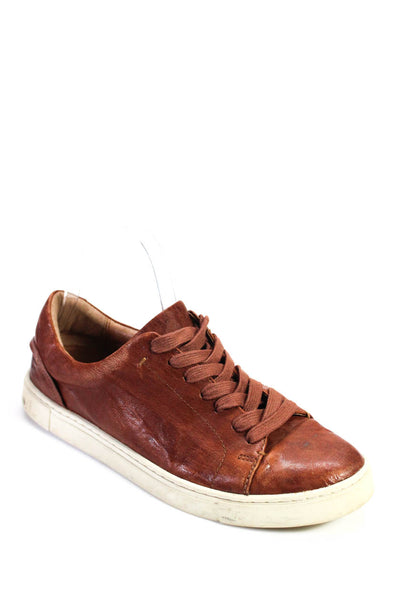 Frye Mens Leather Round Toe Lace-Up Tied Low Top Sneakers Brown Size 9.5