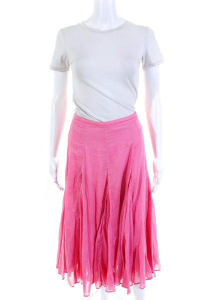 Maeve Anthropologie Womens Cotton Mid Rise Zip Up A-Line Maxi Skirt Pink Size 10