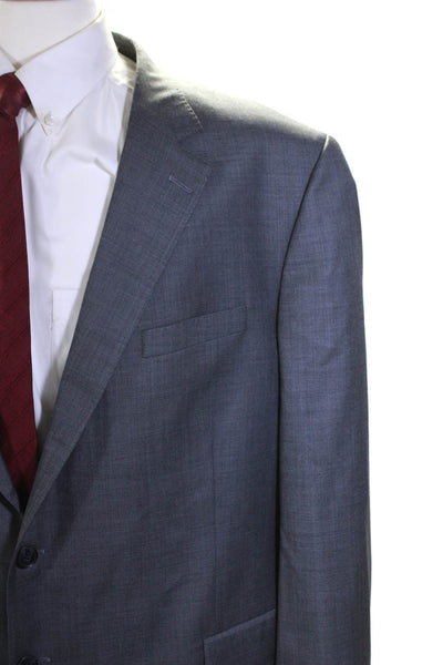Peter Millar Mens Gray Wool Two Button Long Sleeve Blazer Jacket Size 52T