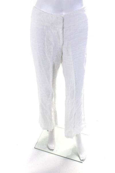 Eileen Fisher Womens Linen Woven Mid-Rise Wide Leg Trousers Pants White Size PP